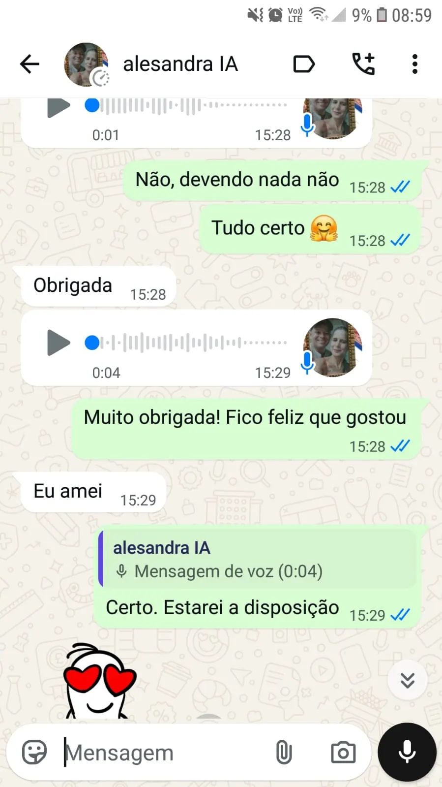 Mensagem de cliente elogiando as fotos recebidas